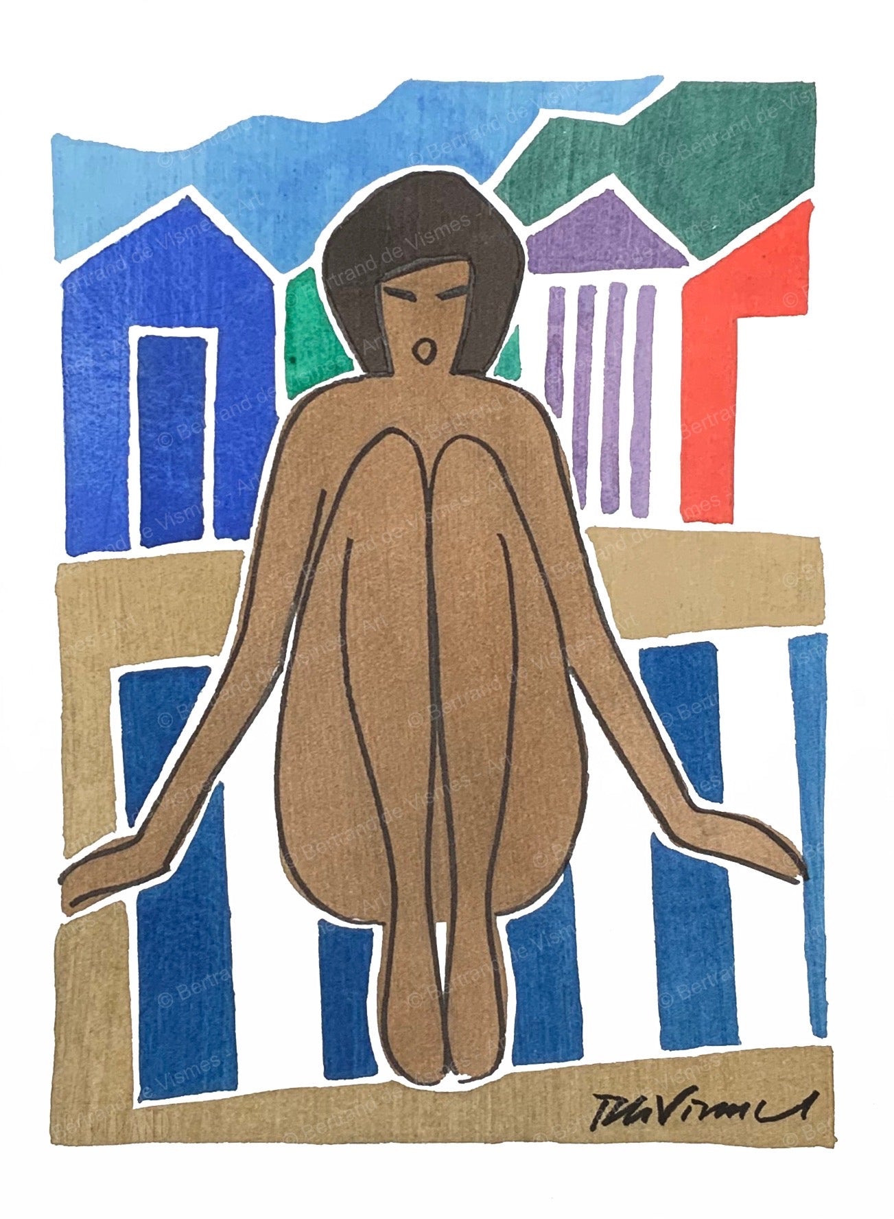 Woman on a striped Towel (2024)
