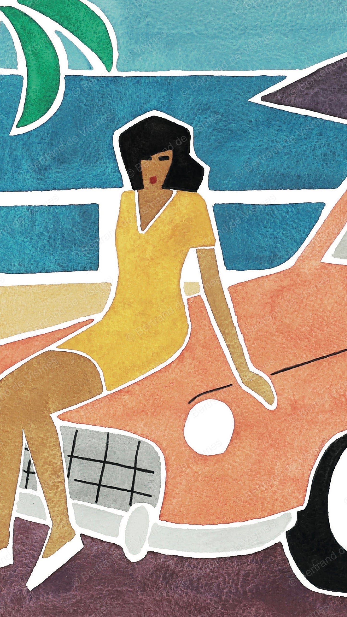 Woman on a car - Limited Edition Giclée Print (30x40cm)